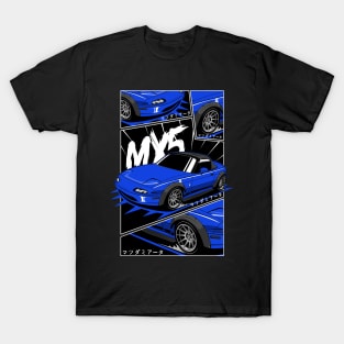 Blue miata jdm manga style T-Shirt